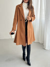 Stylish Double-Breasted A-Line Long Coat - Wool & Blends - Elegant Solid Color, Long Sleeve, Longline Design, Fall & Winter Essential, Women's Clothing, Chic and Sophisticated