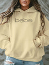 Cozy Plus Size Hoodie for Women - Casual Long Sleeve Pullover with Pockets, Letter Print Design, Perfect for Fall & Winter