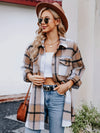 Chic Plaid Flannel Long Sleeve Shirt with Pockets - Casual Button-Up Collar, Machine Washable - Women's Fashion