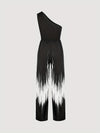 Tie Dy Ombre One Shoulder Jumpsuit, Elegant Sleeveless Wide Leg Asymmetric Jumpsuit, Women's Clothing