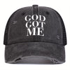 Unisex GOD GOT ME Letter Print Wash Baseball Net Caps Hip Hop Cap Spring Summer Outdoor Adjustable Casual Hats Sunscreen Hat ﻿