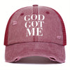 Unisex GOD GOT ME Letter Print Wash Baseball Net Caps Hip Hop Cap Spring Summer Outdoor Adjustable Casual Hats Sunscreen Hat ﻿