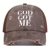 Unisex GOD GOT ME Letter Print Wash Baseball Net Caps Hip Hop Cap Spring Summer Outdoor Adjustable Casual Hats Sunscreen Hat ﻿