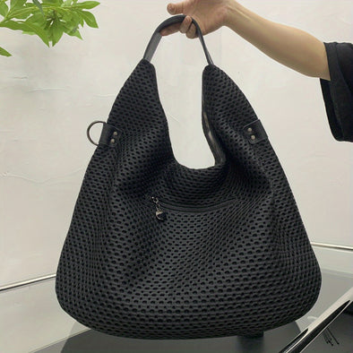 Women's Large Capacity Shoulder Bag Vintage Mesh Face Shoulder Bag Large Handbag