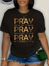 Pray Letter Print T-shirt, Casual Crew Neck Short Sleeve Top For Spring & Summer, Women's Clothing