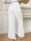 Women's Chic Solid High Waisted Slight Flared Pants Botton Front Design Split, Business Style Idea for the Season