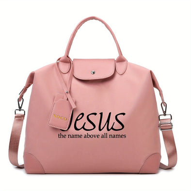 1pc Jesus Print Canvas Tote Bag, Durable Large Capacity Crossbody Bag for Work And School, Stylish College Style Bag, Available in Multiple Colors, Christmas Gift