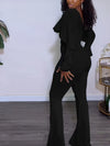 Flirty Ruffle Trim Wide Leg Jumpsuit - Alluring Long Sleeves for Spring & Summer - Fashionable Womens Clothing