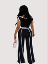 M3079 New Summer Women'S Trousers Suit Spice 'S Shoulder-to-shoulder Color Stitching Line High Waist Trousers Suit Two-piece Suit