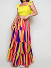 SHIRRED CROP TOP ALLOVER PRINT SKIRT SET