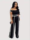 M3079 New Summer Women'S Trousers Suit Spice 'S Shoulder-to-shoulder Color Stitching Line High Waist Trousers Suit Two-piece Suit