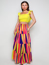 SHIRRED CROP TOP ALLOVER PRINT SKIRT SET