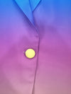 Women's Elegant Gradient Blazer - Chic Ombre Design with Golden Buttons, Long Sleeves, and Side Pockets, Polyester, Machine Washable