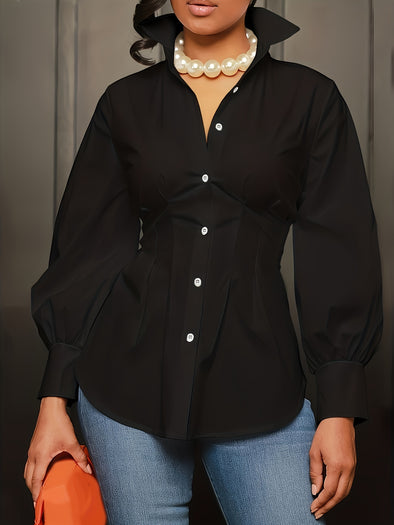 Stylish Solid Color Casual Shirt - Relaxed Fit, Classic Waist Lapel Design, Soft Fabric, Versatile Top for Everyday Wear