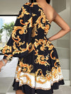 2024 New Design Summer Print Mini Dress Ladies One Shoulder Sexy Beach Boho Dresses Ladies Vestidos Femme