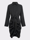 Ruched Button Front Dress, Elegant Button Front Bodycon Dress, Women's Clothing