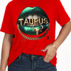 Round Neck Short Sleeve T-Shirt with a Design of Lips And Letters, Inspired by African American And European Styles.