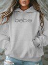 Cozy Plus Size Hoodie for Women - Casual Long Sleeve Pullover with Pockets, Letter Print Design, Perfect for Fall & Winter