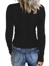 2024 New Arrival: Women's Long Sleeve Solid Color V Neck Waffle Knit Striped Casual Sweater Top