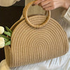 Chic Mini Straw Beach Tote - Lightweight, Solid Color Woven Handbag for Women