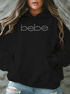 Cozy Plus Size Hoodie for Women - Casual Long Sleeve Pullover with Pockets, Letter Print Design, Perfect for Fall & Winter