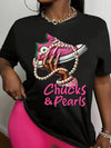 CHUCKS & PEARLS Printed T-shirt - Short-Sleeved, Crew Neck, Casual, Spring/Summer Wear for Women, Comfortable and Versatile Top for Everyday Activities