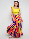 SHIRRED CROP TOP ALLOVER PRINT SKIRT SET