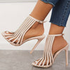 Newest Vertical Straps High Heel Sandals Black Red Suede Hollow Clear PVC Dress Shoes Cut-out Thin Heels Gladiator Sandals