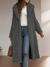 Plus Size Solid Fuzzy Hooded Coat, Warm And Cozy Long Sleeve Open Front Outwear For Fall & Winter, Women's Plus Size Clothing