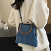 Women Denim Handbag with Kiss Lock Clasp Vintage Coin Crossbody Purses Bag for Lady Outdoor Portable Wedding Shoulder Bags