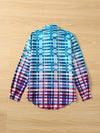 Plus Size 1XL-5XL Women's Fashionable Plaid Print Casual Long Sleeve Button Up Lapel Collar Button Front Shirt