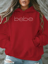 Cozy Plus Size Hoodie for Women - Casual Long Sleeve Pullover with Pockets, Letter Print Design, Perfect for Fall & Winter