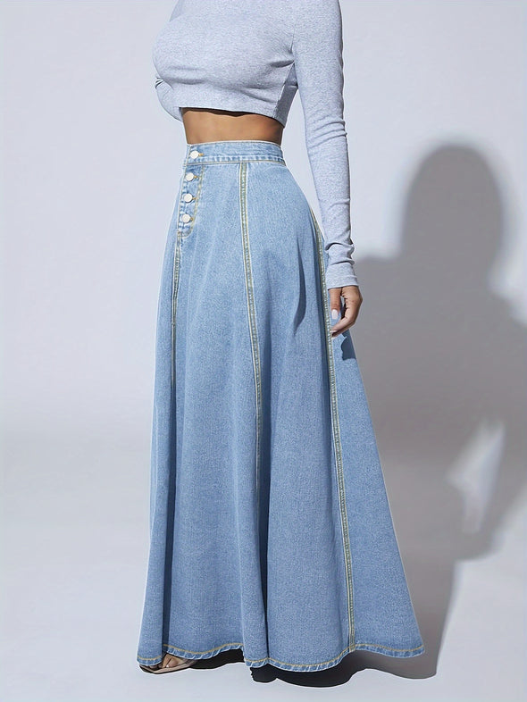 ZANZEA 2024 Fashion Women Denim Skirt Casual Bodycon Maxi Long Skirts Autumn High Waist Faldas Saia Elegant Party Overskirt Jupe