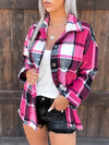 Plaid Print Polo Collar Button Shirt, Casual Long Sleeve Shirt For Spring & Fall, Women's Clothing