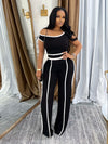 M3079 New Summer Women'S Trousers Suit Spice 'S Shoulder-to-shoulder Color Stitching Line High Waist Trousers Suit Two-piece Suit