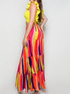 SHIRRED CROP TOP ALLOVER PRINT SKIRT SET