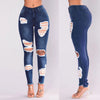 Europe and The United States New Fashion Elastic Ripped Pencil Jeans, Women's Spring and Autumn Slim-fit Small Leg Pants Jeans