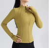 Gym Women's Full Zip Yoga Top With Thumbholes Fitness Running Jacket Stretch Fit Long Sleeve Round Neck Top Sportswear