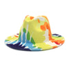 Fedora Wide Brim Print Tie Dye Men's and Women's Tweed Fashion Panama Hat Retro Gradient Jazz Hat Fedora Men