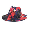 Fedora Wide Brim Print Tie Dye Men's and Women's Tweed Fashion Panama Hat Retro Gradient Jazz Hat Fedora Men