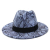 Fall Winter Men Women's New Snake Pattern Jazz Panama Wide Brim Fedora Hat for Ladies Gnetlemen Church Party Hat