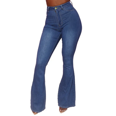 Fall 2020 New High Waist Flare Jeans For Women Casual Skinny Lifting Hips Denim Long Pants Fashion Stretch Jeans S-3XL