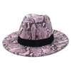 Fall Winter Men Women's New Snake Pattern Jazz Panama Wide Brim Fedora Hat for Ladies Gnetlemen Church Party Hat