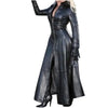 Halloween Women's Winter Sexy Slim-fit Lace-up Leather Jacket Medieval Ranger Adult Long Skirt Coat Cosplay Costume