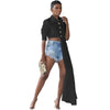 Black White Asymmetrical Long Sleeve Blouse Shirt Women Afircan Office Ladies Casual 2021 High Quality Summer Autumn Tops