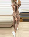 Spring Leisure Sports Zipper Tops Coat Pants 2 Two Pieces Sets For Women Striped Stitching Comfortable Activewear Sets