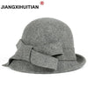 Brand New Wool Skipper Flat Top Hat For Women Felt Wide Brim Fedora Hat Laday Prok Pie Chapeu De Feltro Bowler Gambler