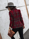 Casual Thin Suit Lady Long-sleeved Blazer Double-breasted Check Blazer Slim Fit Office Lady Elegant Chic Jacket Coat