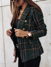 Casual Thin Suit Lady Long-sleeved Blazer Double-breasted Check Blazer Slim Fit Office Lady Elegant Chic Jacket Coat