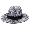 Fall Winter Men Women's New Snake Pattern Jazz Panama Wide Brim Fedora Hat for Ladies Gnetlemen Church Party Hat